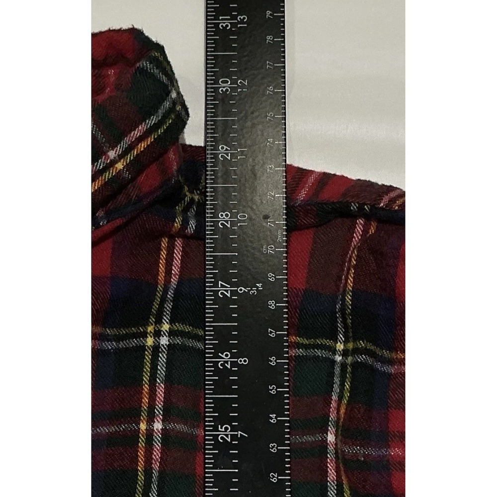 LL Bean Flannel Shirt Mens Medium Red Tartan Plaid 100% Cotton Holiday Winter - Picture 5 of 6